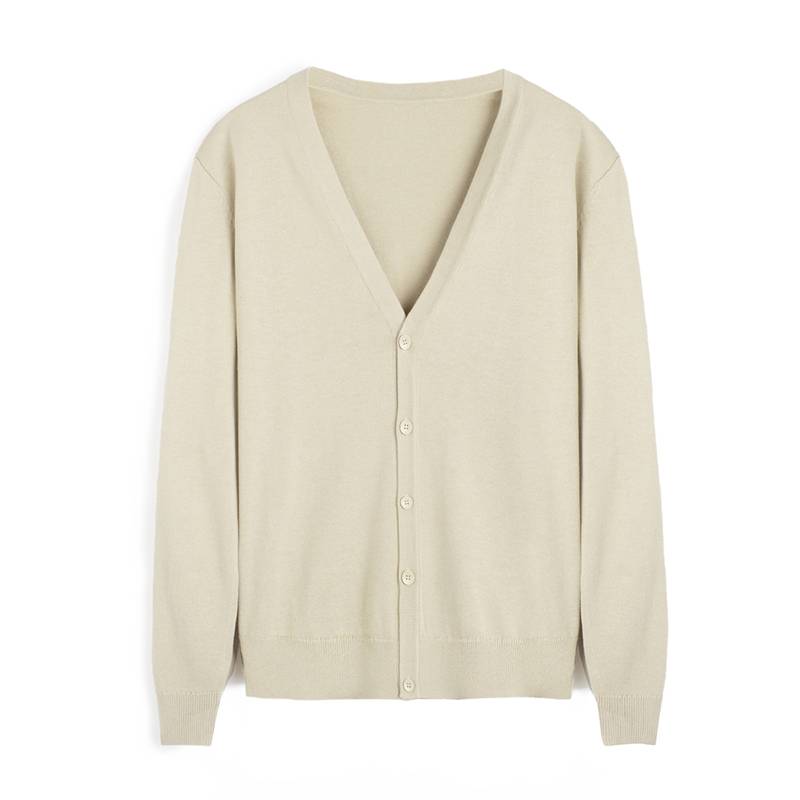 Men's V-neck Solid Color Ribbed Hem Lightweight Knit Cardigan