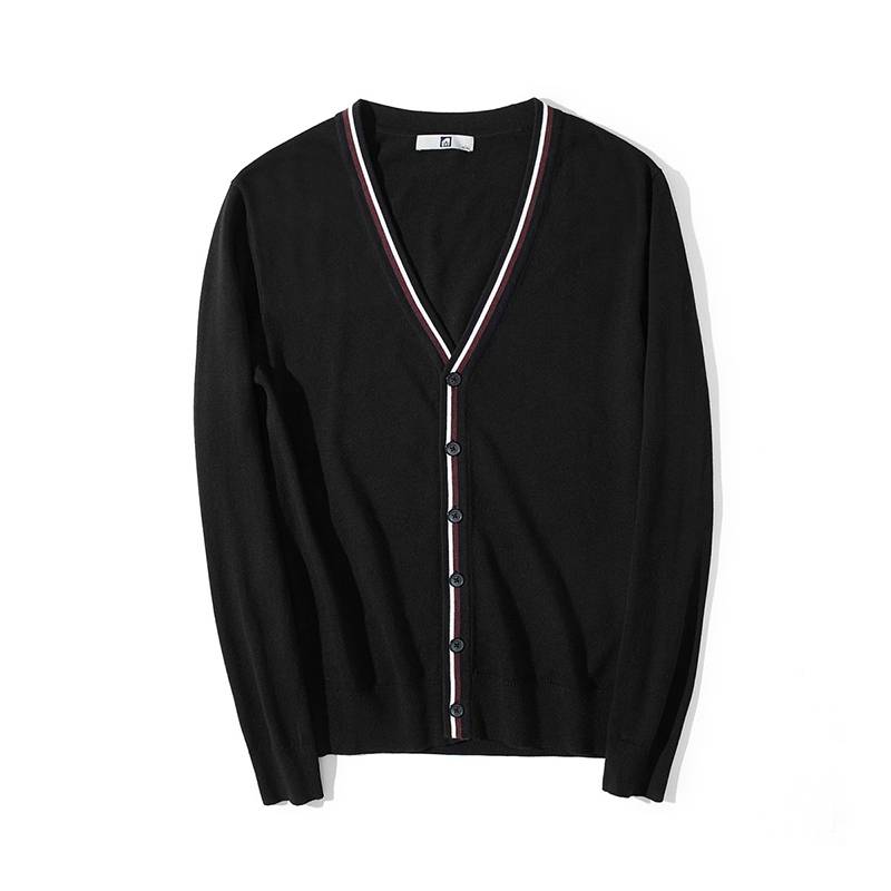 Men's Contrasting V-Neck Cardigan Sweater