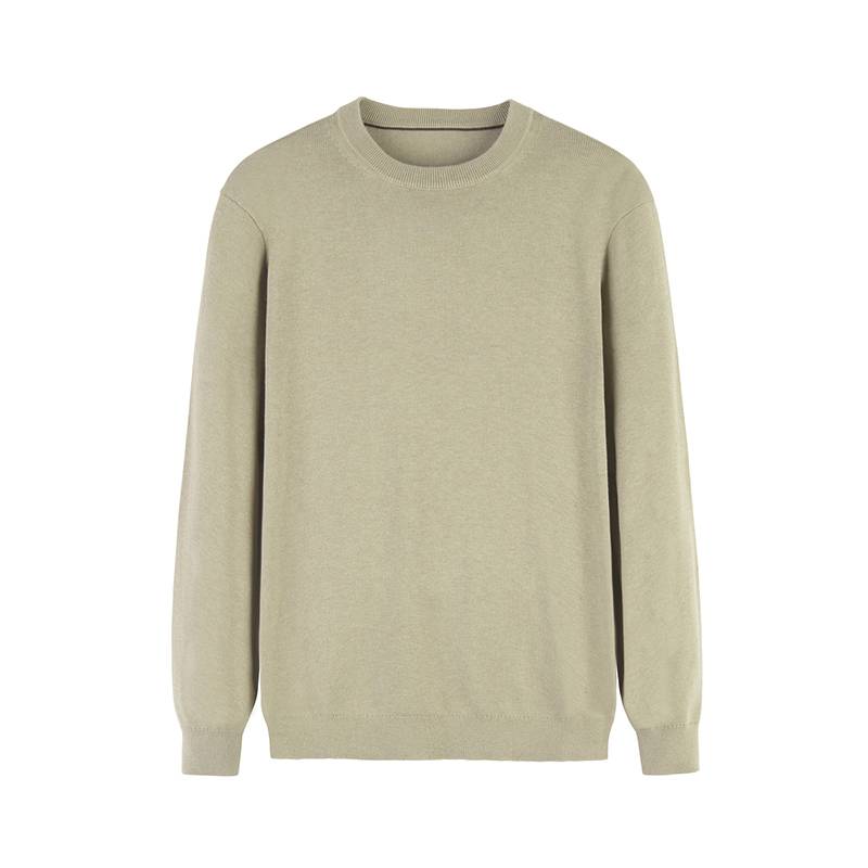 Man's Round Neck Dropped Shoulders Straight Ribbed Hem Knitted Sweater