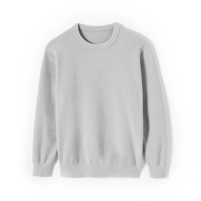 Men's Lamb Velvet Ribbed Hem Round Neck Long Sleeve Sweater