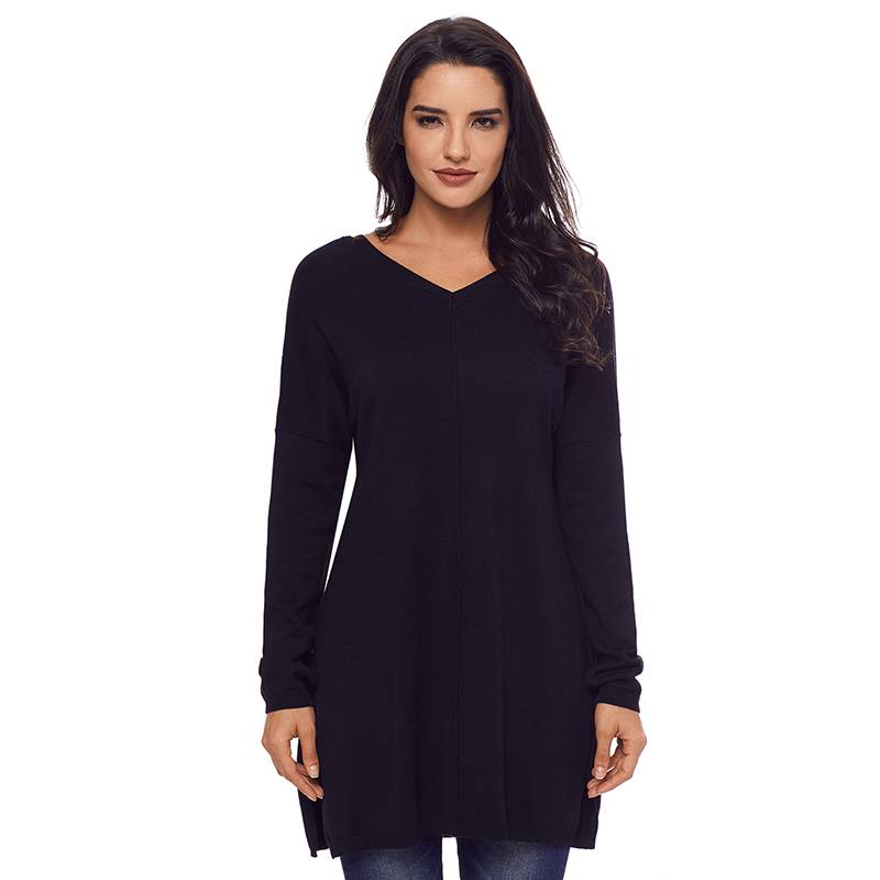  Women's Jersey Knit V-Neck Loose Oversized Sweater