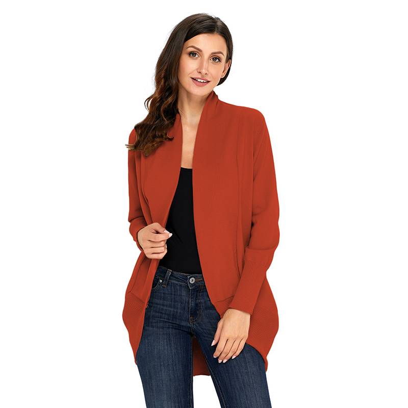 Women's Solid Color Plus Size Cardigan Jersey Sweater Coat