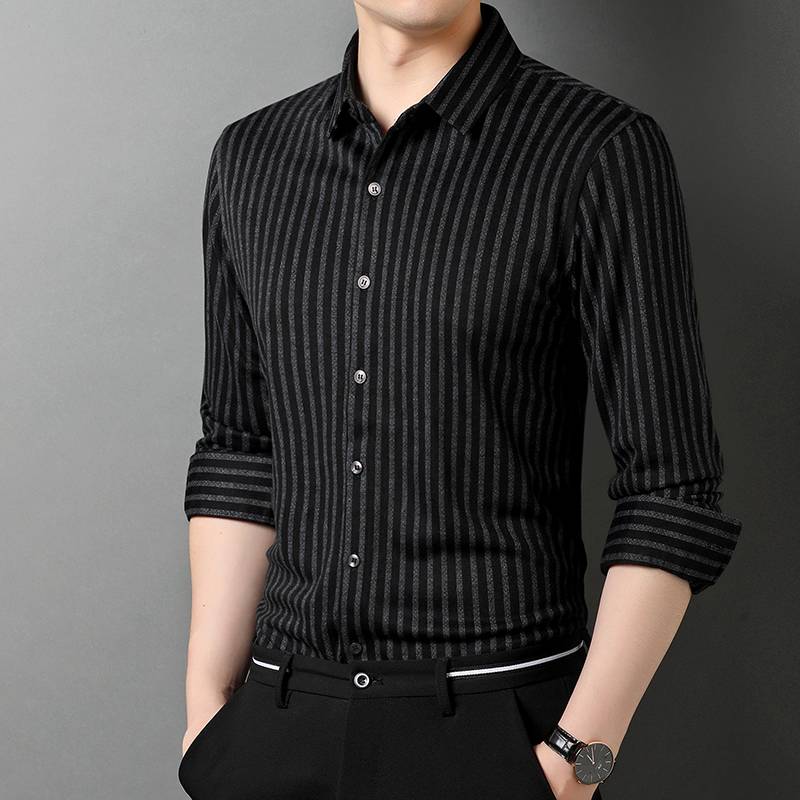 Men's Thickened Striped Wool Blends Shirt