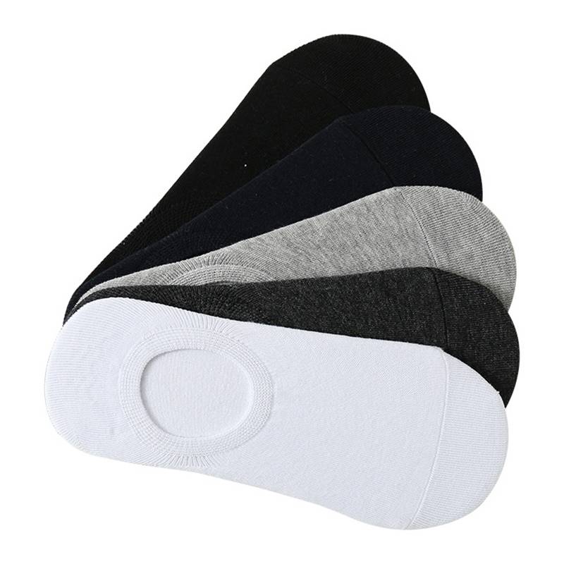 Nine Choices  Men's  Cotton Spandex Non-slip Invisible Liner Socks Set Of 5 Pairs