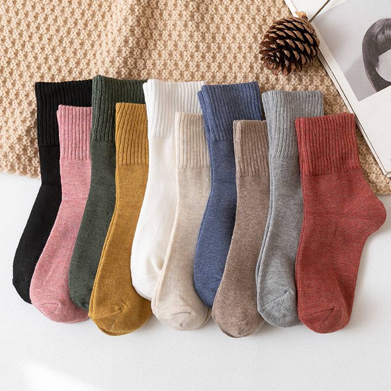 Women's Cotton Thick Solid Color Ankle Socks Set Of 10 Pairs