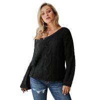 Women's V Neck Solid Color Knit Sweater