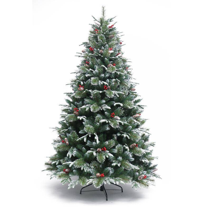 6.9ft/210cm  Artificial Christmas Tree Decorated With Pine Cones And Red Berries, With 1280 Branch Tips Easy To Install