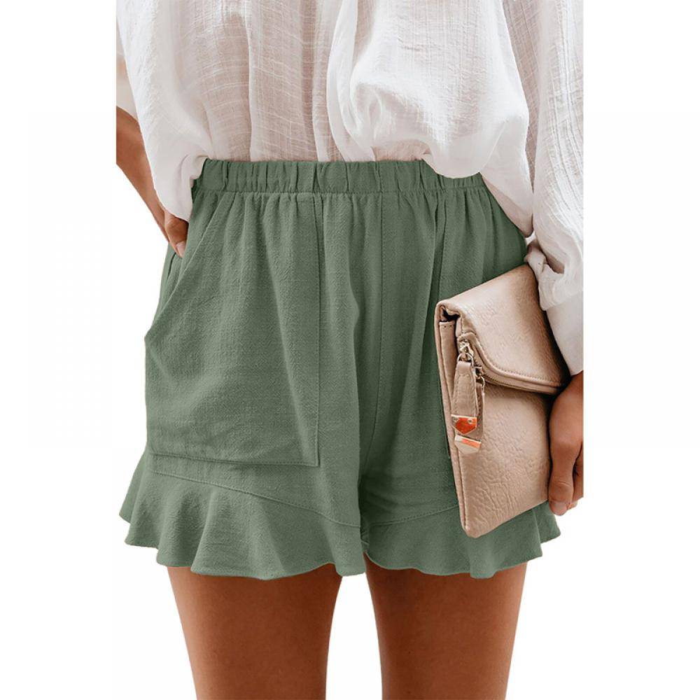 Women's Linen Cotton Pocketed Flutter Shorts