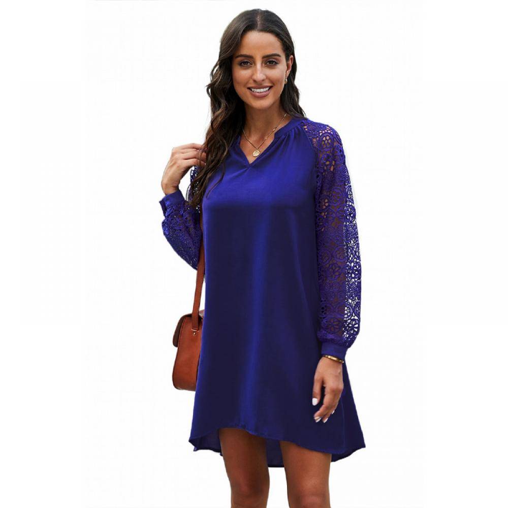Women's Lace Long Sleeves Shift Above Knee Dress