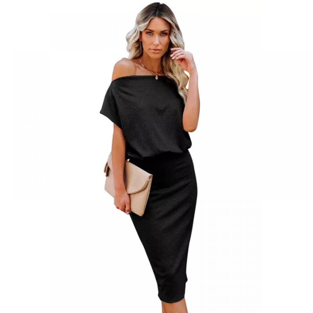 Women's Boat Neck Knit Midi Dress