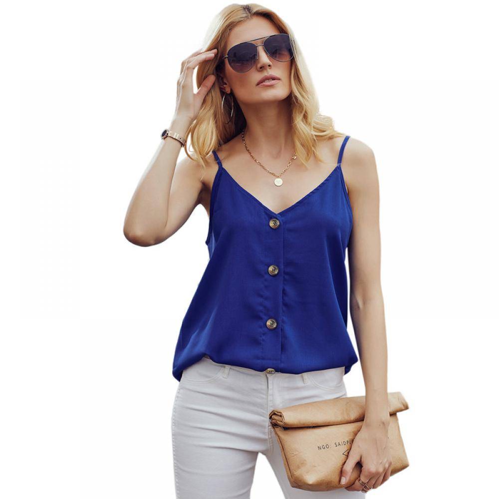 Women's Spaghetti Strap Buttoned Tank