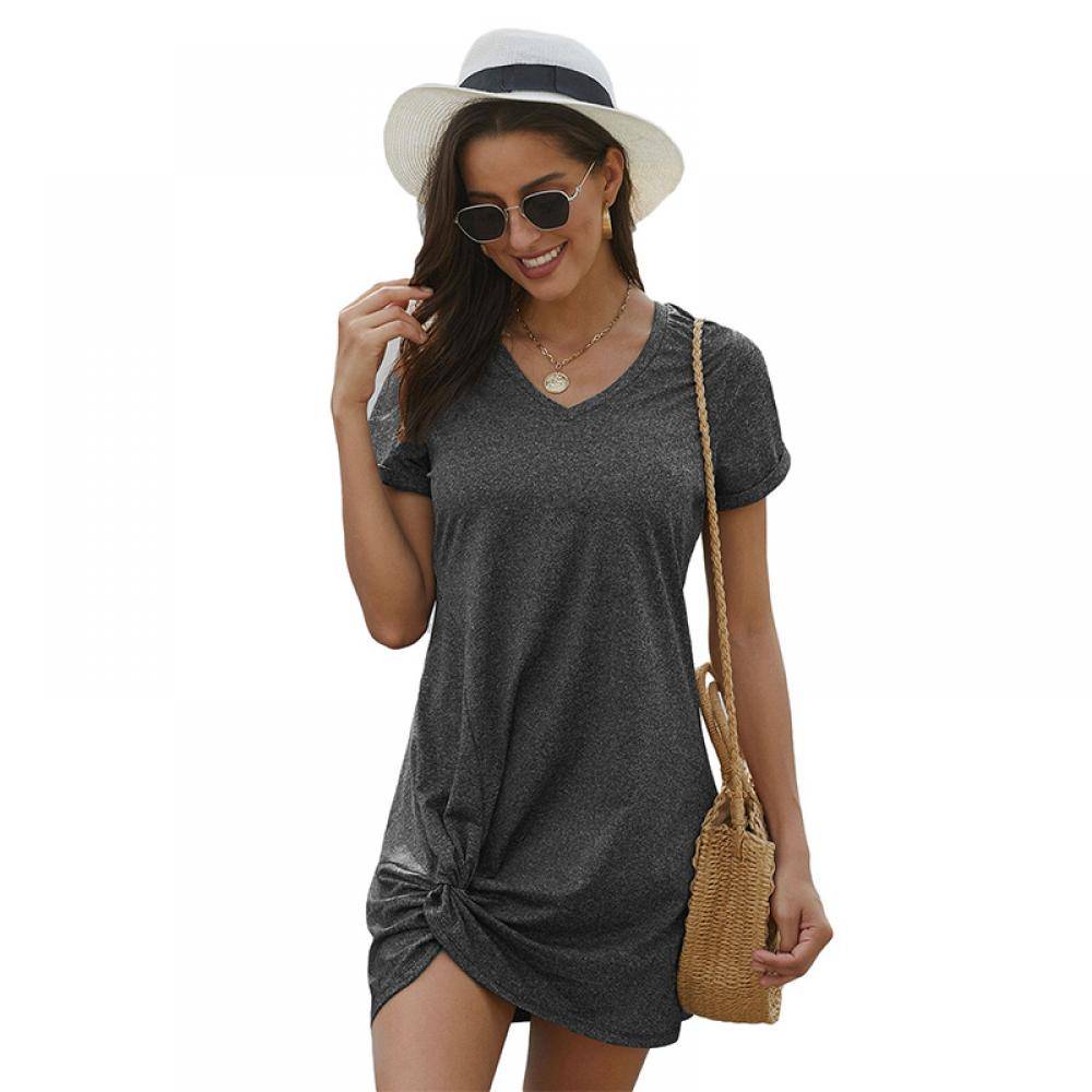 Women's Solid Color Side Knot Dress