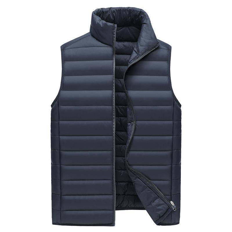 Men's Essentials Lightweight Packable Water-Resistant  Puffer Vest Blue And Black