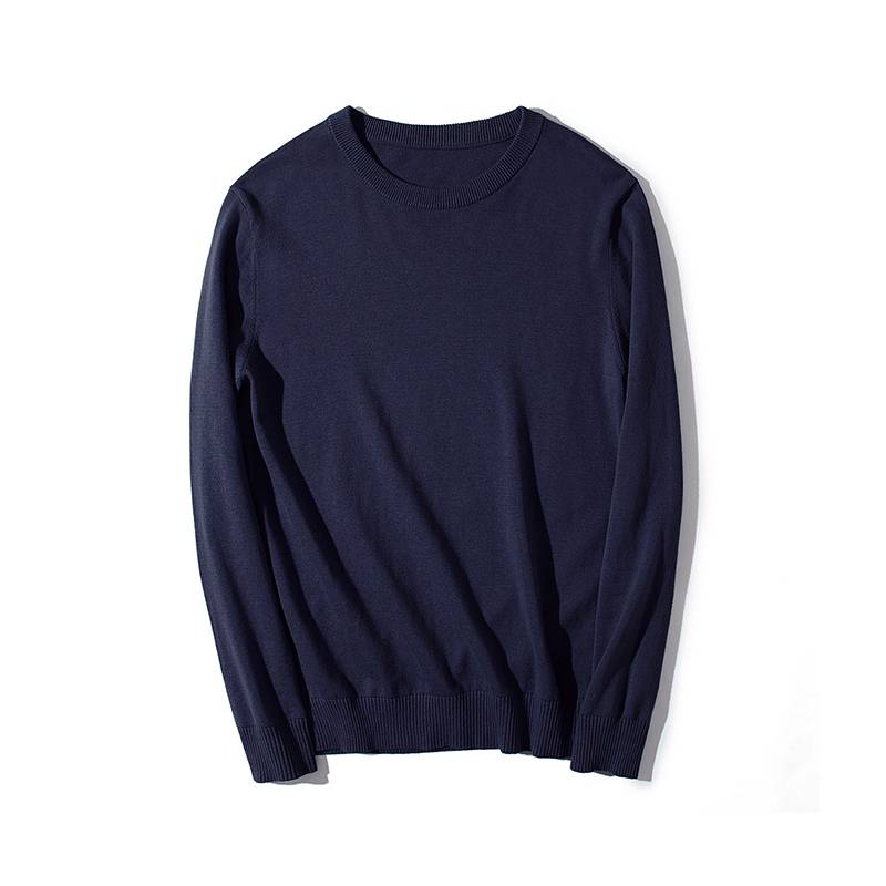Men's Round Neck Thin Ribbed Cuff Knitted Sweater