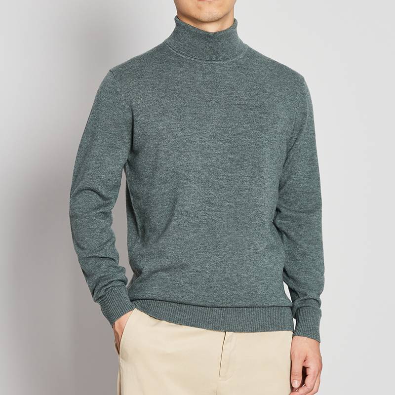 Men's Two Lapel Long Sleeve Pure Wool Sweater
