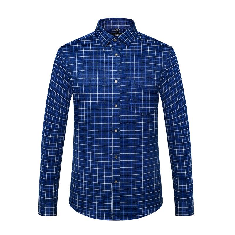 Men's Autumn Winter Cotton Blends Plaid Shirt