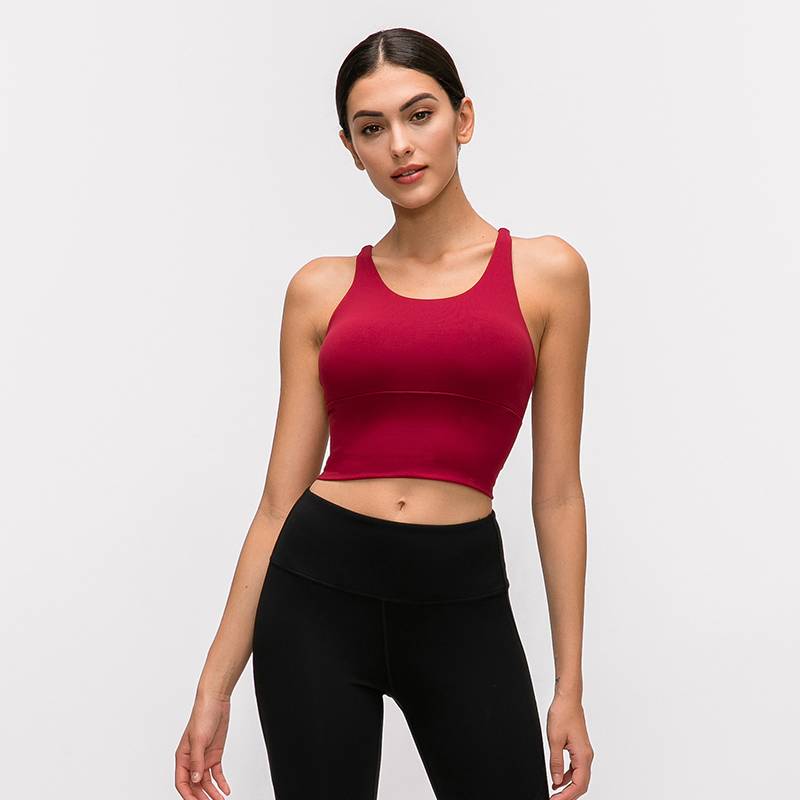 Pure Color Sports Underwear Sexy Women Back Gathered Shockproof Running Fitness Yoga Bra Vest