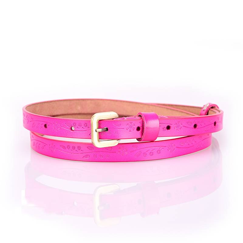 Women's 100% Cow Leather Embossed Belt 1.5cm/0.59inch Wide