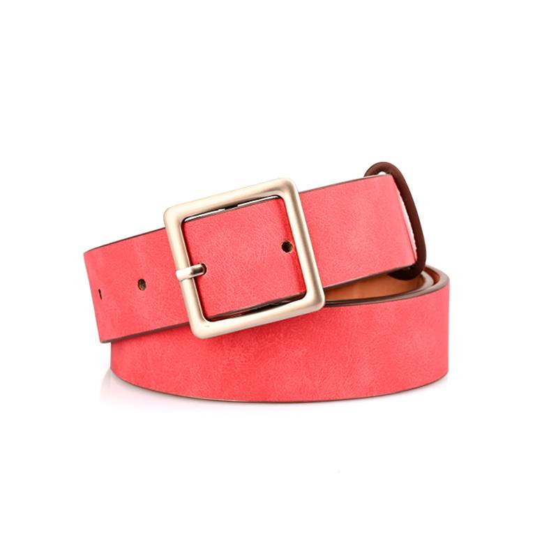 Women's PU Leather Nickel Color Square Buckle Belt 2.8cm / 1.1inch Wide