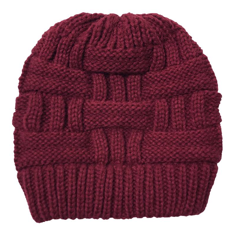 Women's Woolen Feel Curled Knitted Ponytail Hat 