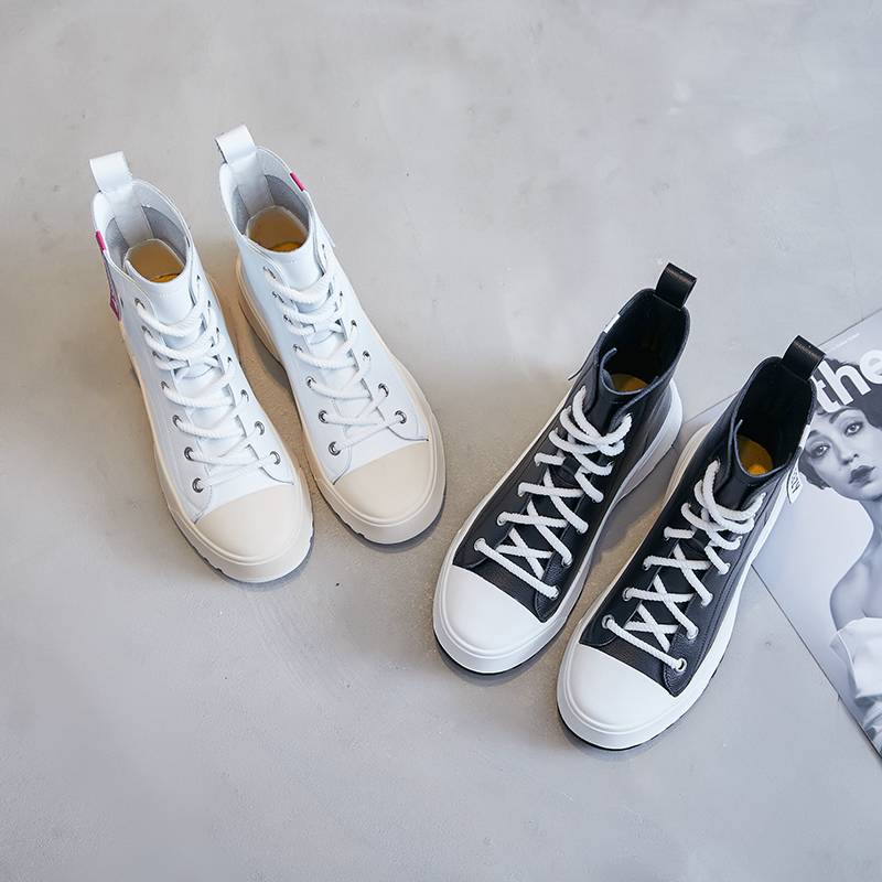 Women's Mid-Calf  Genuine Leather Lace-Up Casual  Boots