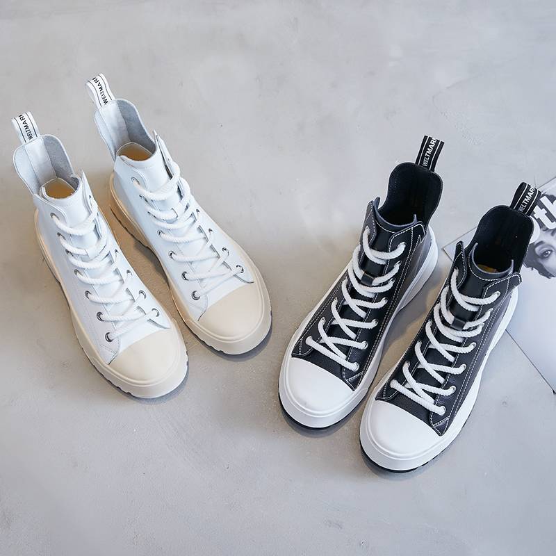 Women's  Mid-Calf  Genuine Leather Lace-Up Casual Boots