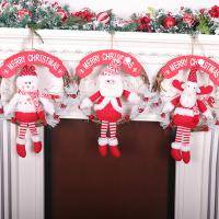 Red And White Long-Legged Doll Christmas Wreath Cane Circle