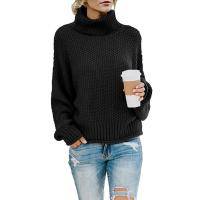 Women's Solid Color Drop Shoulder Turtleneck Long Sleeve Pullover Sweater