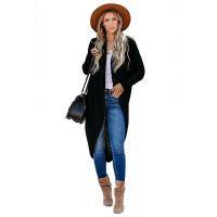 Women's Loose Long Sleeve Coat Solid Color High-Low Hemline Sweater