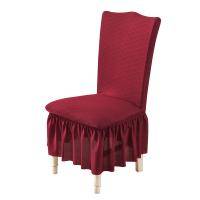 Diamond Lattice Jacquard Solid Color Chair Slipcovers With Skirt, High Spandex Printing Fabric Removable Washable