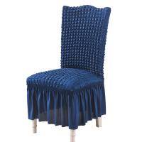 Seersucker Solid Color Chair Slipcovers With Skirt, High Spandex Printing Fabric Removable Washable