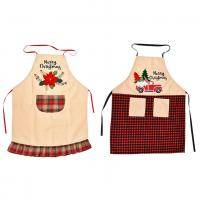 Christmas Decorations Linen Embroidered Apron Set Of 2