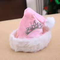 Pink Crown Plush Christmas Hat Set Of 2