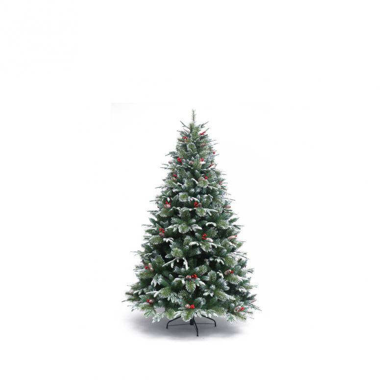 5ft/150cm Artificial Christmas Tree Decorated With Pine Cones And Red Berries, With 526 Branch Tips Easy To Install