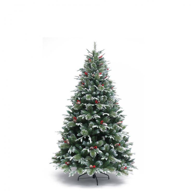 6ft/180cm Artificial Christmas Tree Decorated With Pine Cones And Red Berries, With 792 Branch Tips Easy To Install