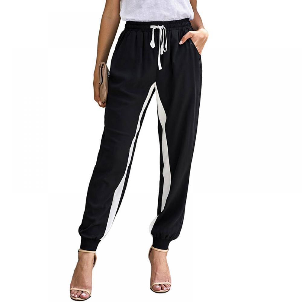 Women's Casual Elastic Waist Drawstring Straight Leg Pants