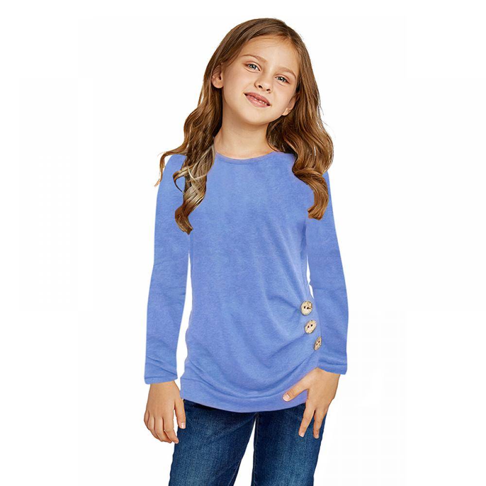 Girl's Long Sleeve Buttoned Side Top